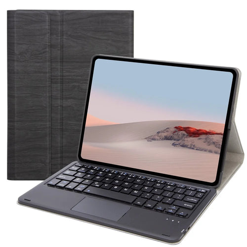 SFGO-A for Microsoft Surface Go / Go 2 / Go 3 Touch Mouse Design Bluetooth-compatible Keyboard Set with Wood Texture PU Leather Outer Cover TPU Inner Bumper Case - 1