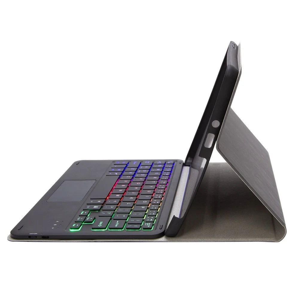 SFGO-AS for Microsoft Surface Go/Go 2/Go 3 Three Colors Backlit Touch Mouse Design Bluetooth-compatible 5.0 Keyboard + Wood Texture PU Leather Outer Cover Set with TPU Inner Bumper Case - 4