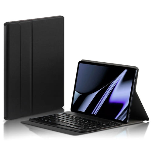 For OPPO Pad Leather Stand Tablet Case with Detachable Magnetic Wireless Keyboard (Without Touchpad) - Black - 1