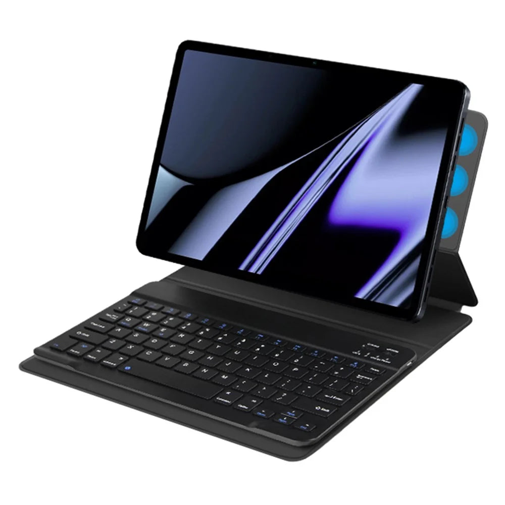 For OPPO Pad Leather Stand Tablet Case with Detachable Magnetic Wireless Keyboard (Without Touchpad) - Black - 4