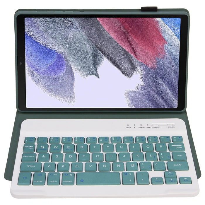 A220 for Samsung Galaxy Tab A7 Lite 8.7-inch T220 / T225 Tablet Stand Cover Leather Protective Case + Bluetooth-compatible Keyboard - Dark Green - 4