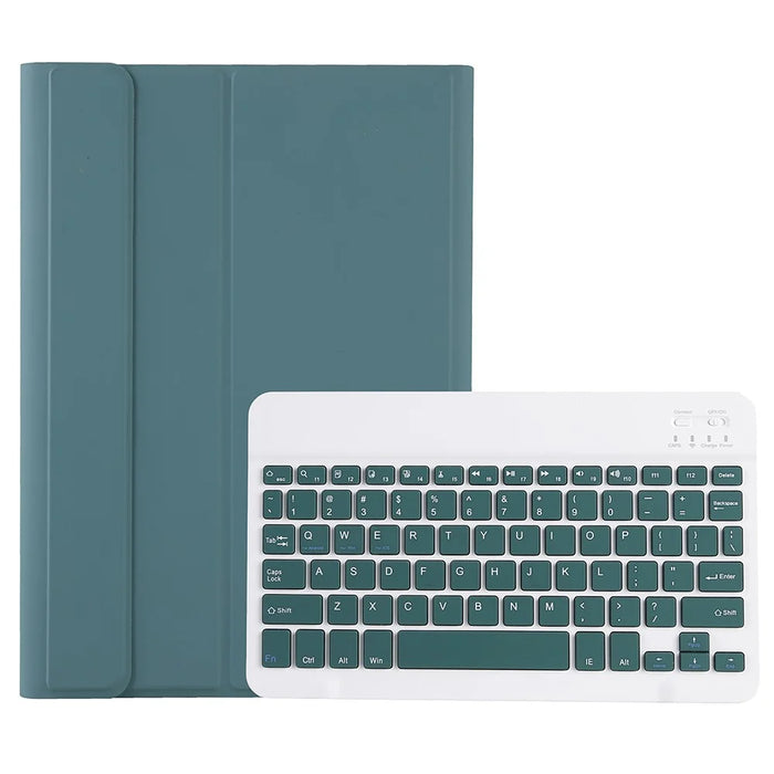 A08 for Samsung Galaxy Tab A8 10.5 (2021) / (2022) (SM-X205 / X200) Ultra Thin Tablet Stand Cover Leather Protective Case + Bluetooth-compatible Keyboard - Dark Green - 3