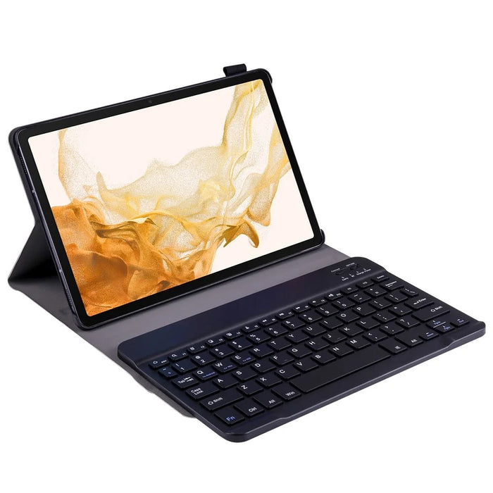A700 for Samsung Galaxy Tab S8 (2021) SM-X700 / X706 Ultra Thin Tablet Stand Leather Protective Case + Bluetooth-compatible Keyboard - Black - 2