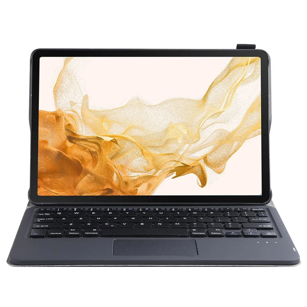 A700-A for Samsung Galaxy Tab S8 (2021) SM-X700 / X706 Ultra Thin Leather Tablet Protective Cover + Bluetooth-compatible Keyboard with Touchpad - Black - 2
