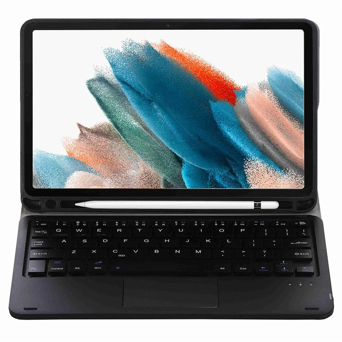 A08B-A for Samsung Galaxy Tab A8 10.5 (2021) / (2022) SM-X205 / X200 Keyboard with Touchpad Pen Slot Design Leather + TPU Tablet Case - Black - 3
