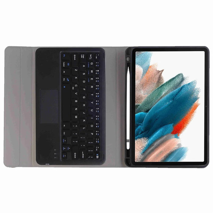 A08B-A for Samsung Galaxy Tab A8 10.5 (2021) / (2022) SM-X205 / X200 Keyboard with Touchpad Pen Slot Design Leather + TPU Tablet Case - Black - 4