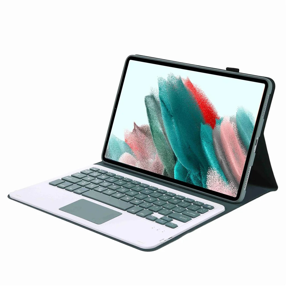 A08-A Leather Case Bluetooth-compatible Keyboard with Touchpad for Samsung Galaxy Tab A8 10.5 (2021) / (2022) SM-X205 / X200 - Dark Green - 3