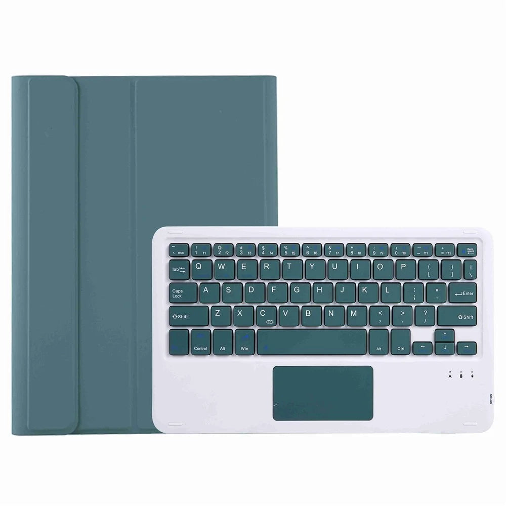 A08-A Leather Case Bluetooth-compatible Keyboard with Touchpad for Samsung Galaxy Tab A8 10.5 (2021) / (2022) SM-X205 / X200 - Dark Green - 4