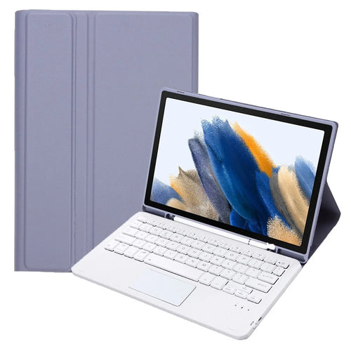 A08B-A Leather Case Bluetooth-compatible Keyboard with Touchpad Pen Slot Design for Samsung Galaxy Tab A8 10.5 (2021) / (2022) SM-X205 / X200 - Purple - 1