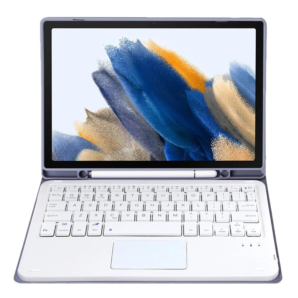 A08B-A Leather Case Bluetooth-compatible Keyboard with Touchpad Pen Slot Design for Samsung Galaxy Tab A8 10.5 (2021) / (2022) SM-X205 / X200 - Purple - 2