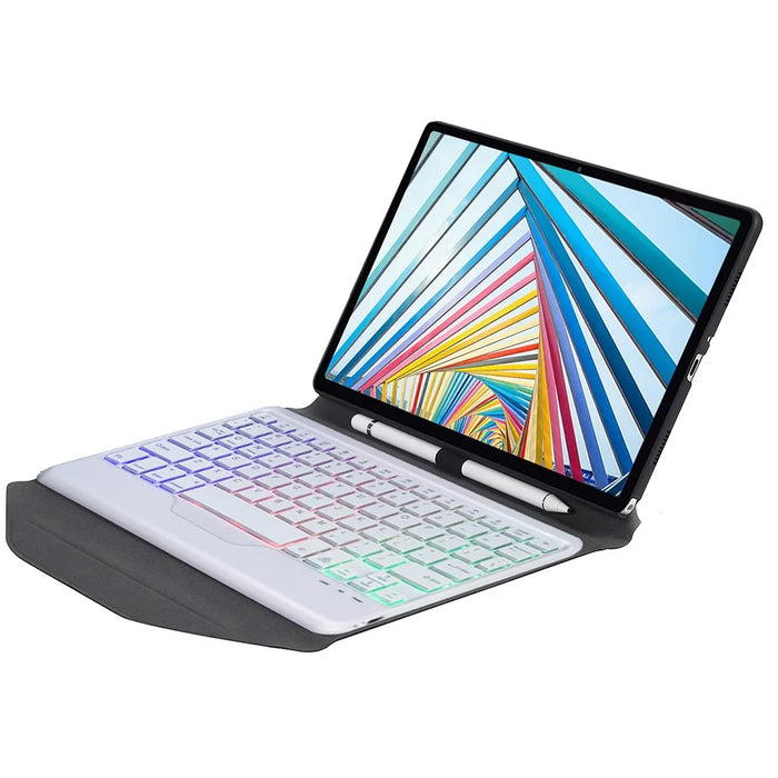 BM20S For Lenovo Tab M10 Plus (3rd Gen) Bluetooth-Compatible Keyboard Leather Protective Case Cover with Triangle Stand Backlight - Black / White - 5
