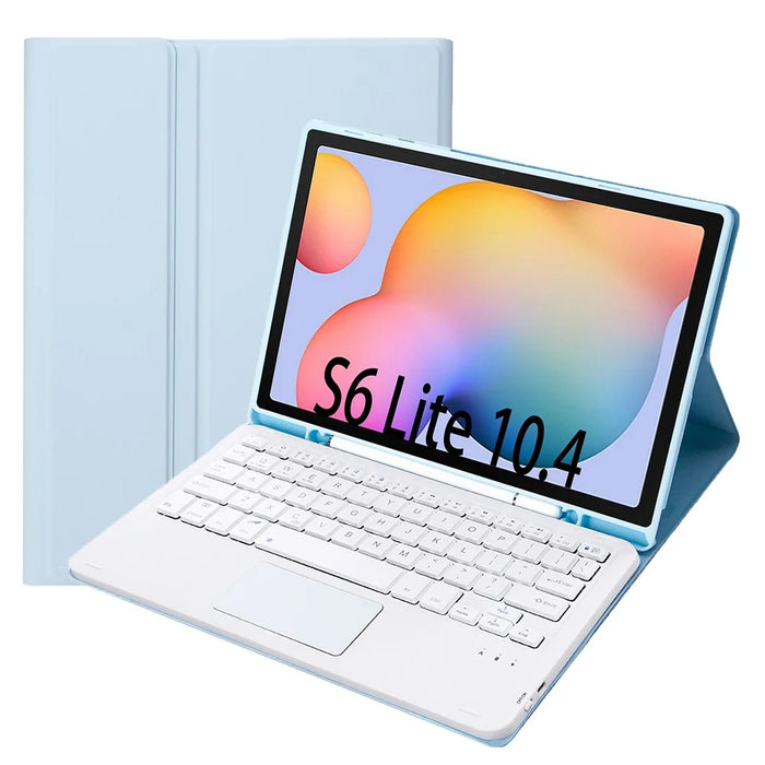 A610B-A for Samsung Galaxy Tab S6 Lite (2020) P615 P610 / (2022) / (2024) Leather Bluetooth-compatible Keyboard Cover Case Set with Touch Pad - Blue - 4