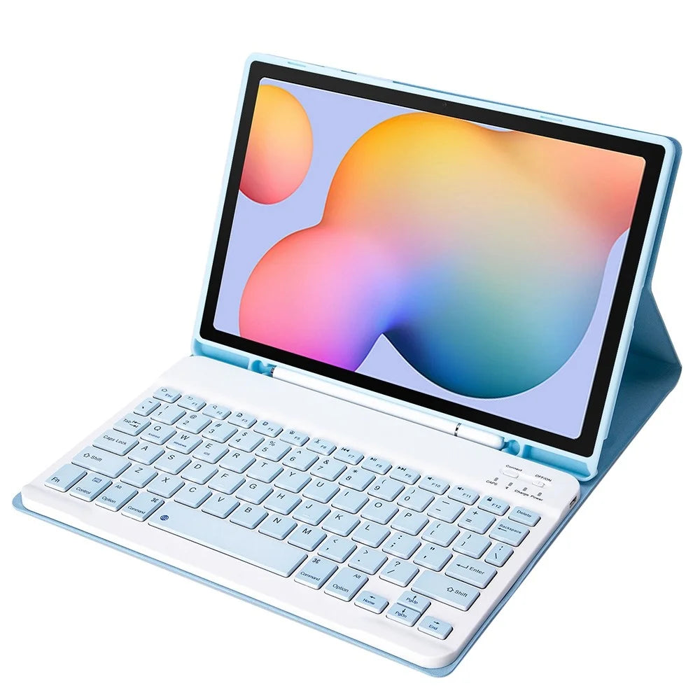 A610B Keyboard Cover for Samsung Galaxy Tab S6 Lite (2020) P615 P610 / (2022) / (2024) Bluetooth-Compatible Keyboard Leather Case Set - Blue - 1