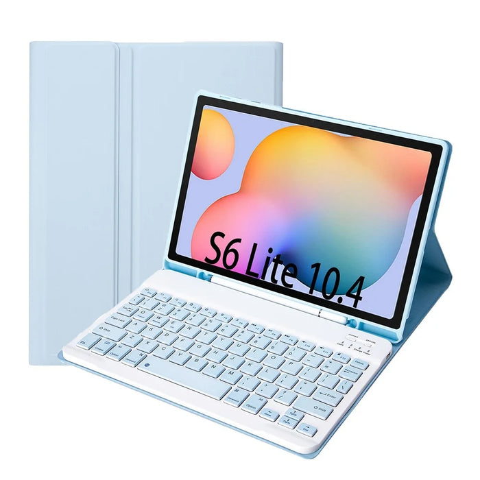 A610B Keyboard Cover for Samsung Galaxy Tab S6 Lite (2020) P615 P610 / (2022) / (2024) Bluetooth-Compatible Keyboard Leather Case Set - Blue - 6