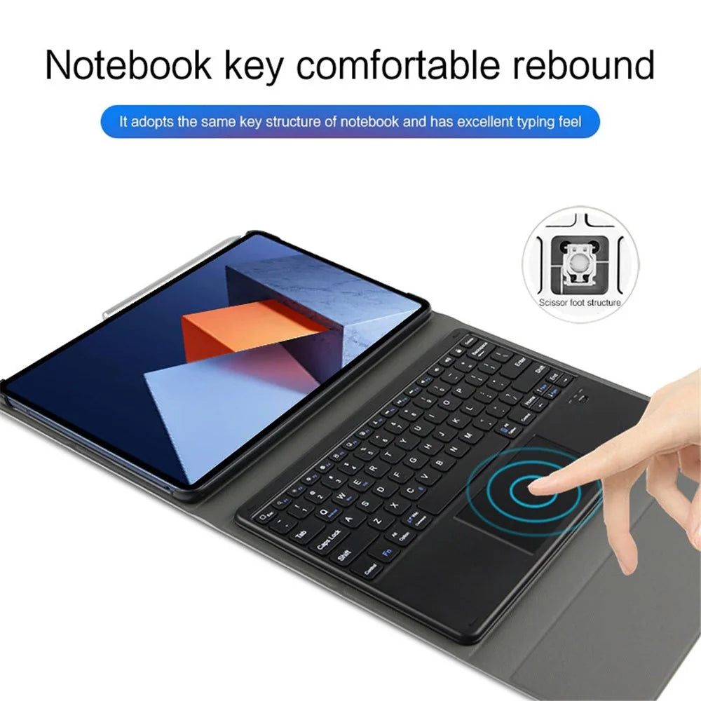 For Huawei MateBook E (2022) Business Keyboard Case PU Leather Stand Tablet Case Bluetooth-compatible Wireless Keyboard with Touchpad - Grey - 4