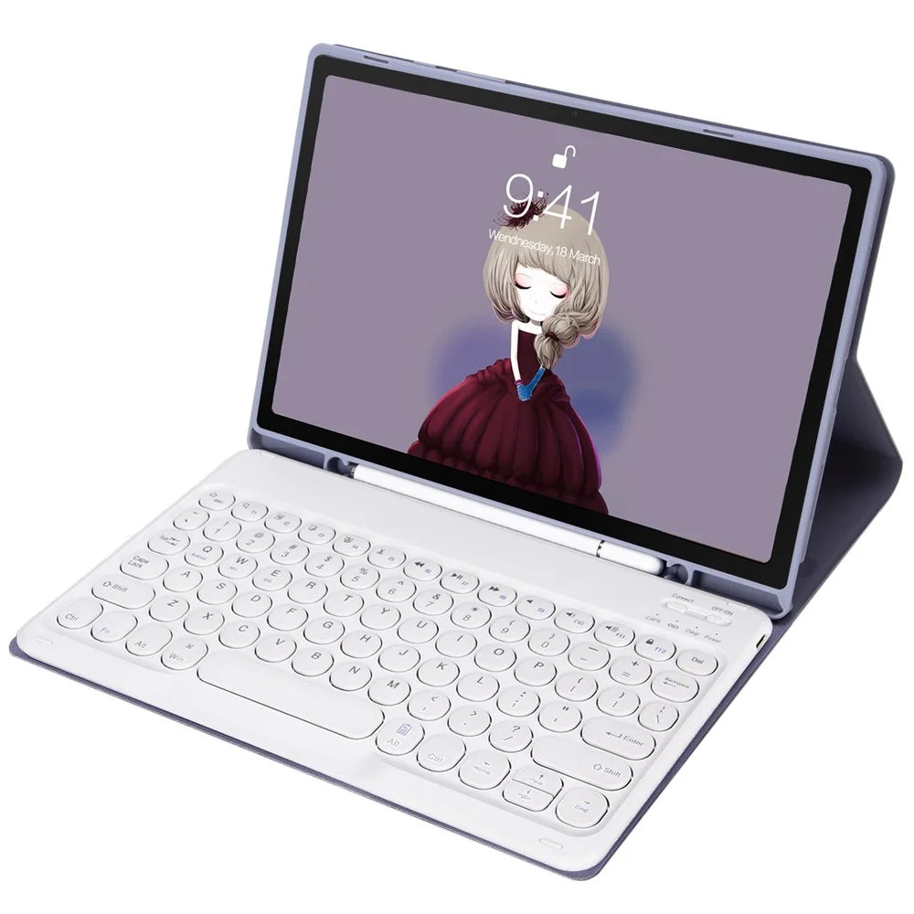 YA700B Leather Bluetooth-compatible Keyboard Case with Pen Slot Design for Samsung Galaxy Tab S8 11-inch 2021 (X700 / X706) / S7 11-inch (T870 / T875) - Purple - 1