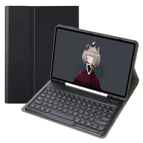 YA700B Bluetooth-compatible Keyboard Leather  Case with Pen Slot for Samsung Galaxy Tab S8 11-inch 2021 (X700 / X706) / S7 11-inch (T870 / T875) - Black - 1