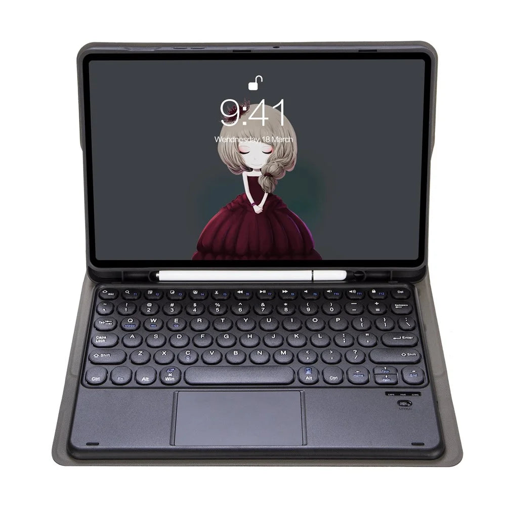YA700B-A Leather Bluetooth-compatible Keyboard Cover with Touchpad for Samsung Galaxy Tab S8 11-inch 2021 (X700 / X706) / S7 11-inch (T870 / T875) - Black - 3