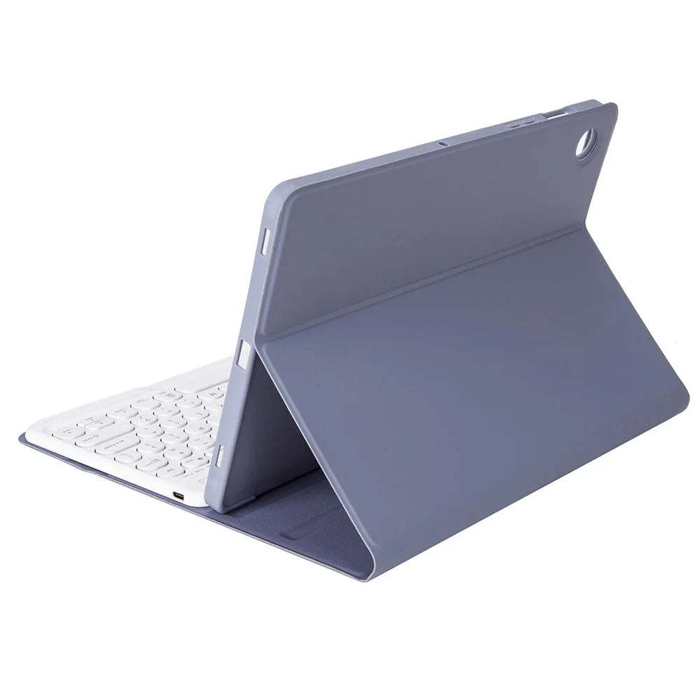 YA08B for Samsung Galaxy Tab A8 10.5 (2021) / (2022) Leather Case Bluetooth-compatible Keyboard with Round Key Cap - Purple - 5