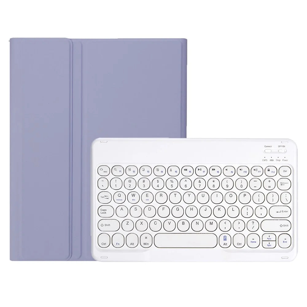 YA08B for Samsung Galaxy Tab A8 10.5 (2021) / (2022) Leather Case Bluetooth-compatible Keyboard with Round Key Cap - Purple - 6