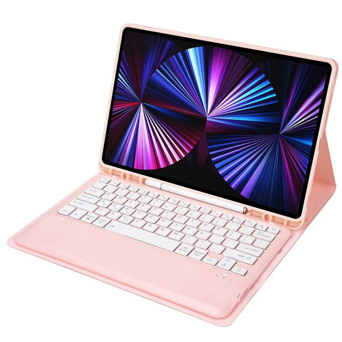 C12B For iPad Pro 12.9 (2018) / (2020) / (2021) Bluetooth-compatible Keyboard Leather Case with Detachable Design - Pink - 1