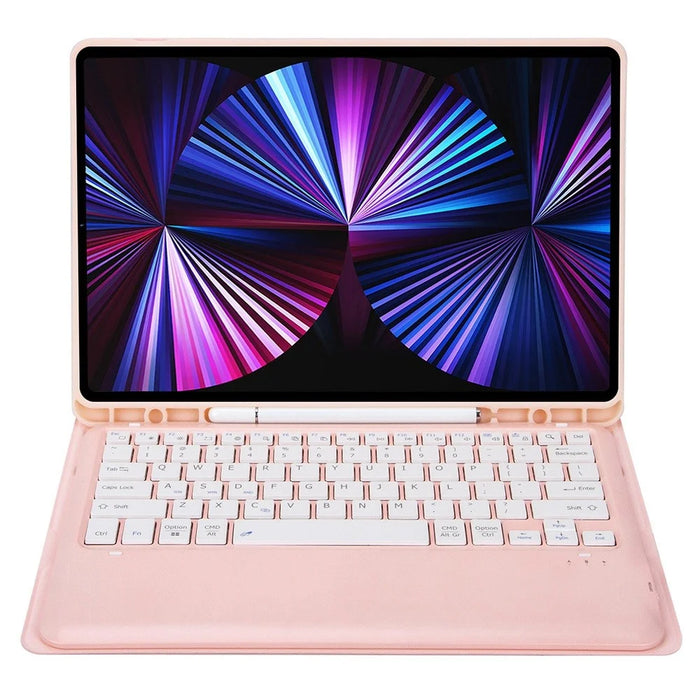 C12B For iPad Pro 12.9 (2018) / (2020) / (2021) Bluetooth-compatible Keyboard Leather Case with Detachable Design - Pink - 2