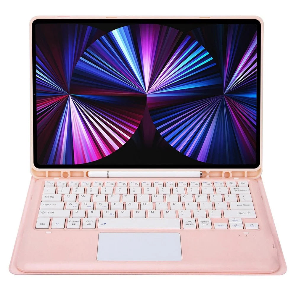 T12B-A For iPad Pro 12.9 (2018) / (2020) / (2021) Detachable Bluetooth-compatible Keyboard Case with TouchPad - Pink - 2