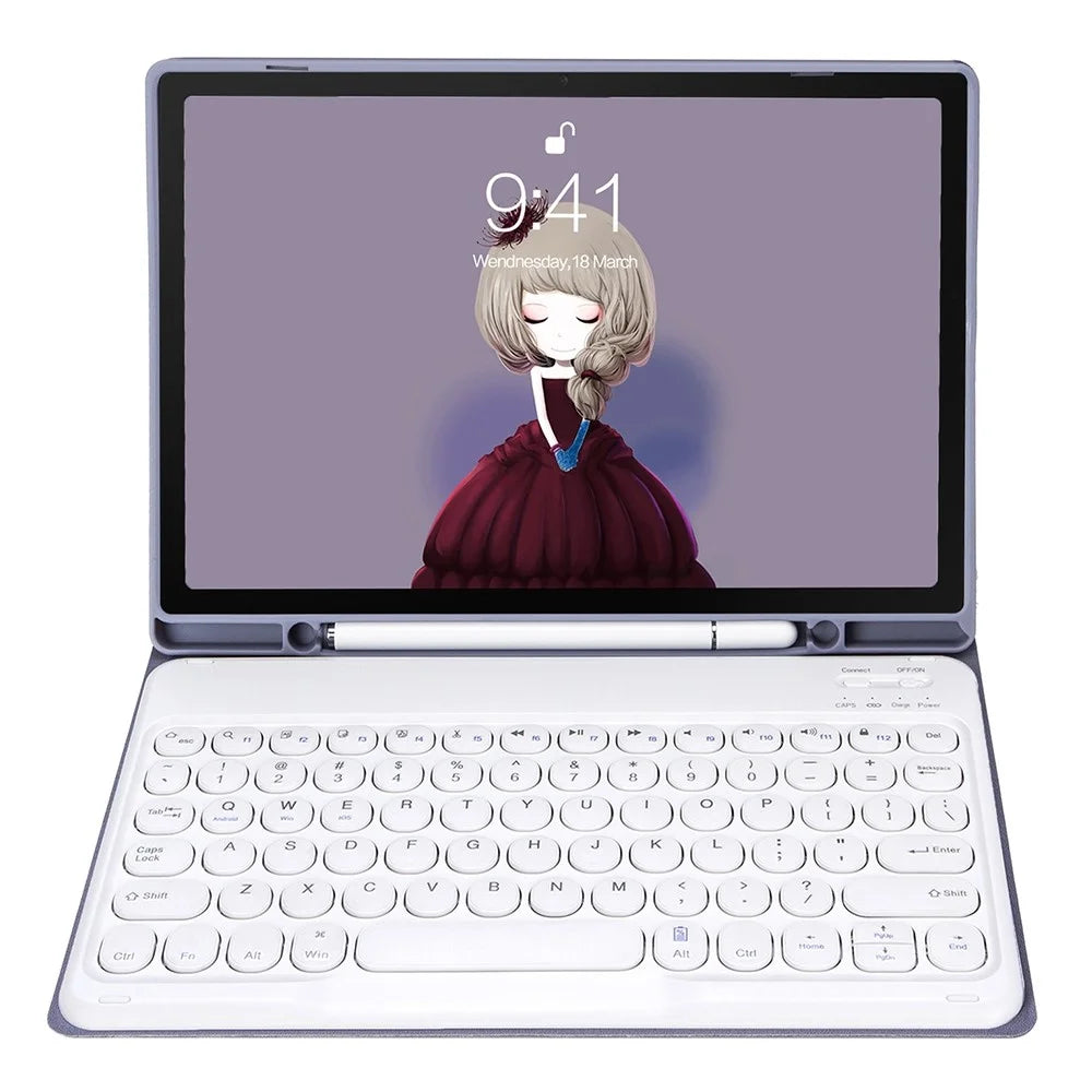 YA610B For Samsung Galaxy Tab S6 Lite (2022) 10.4 (P610 / P615) Bluetooth-compatible Keyboard Leather Cover with Pen Slot - Purple - 2
