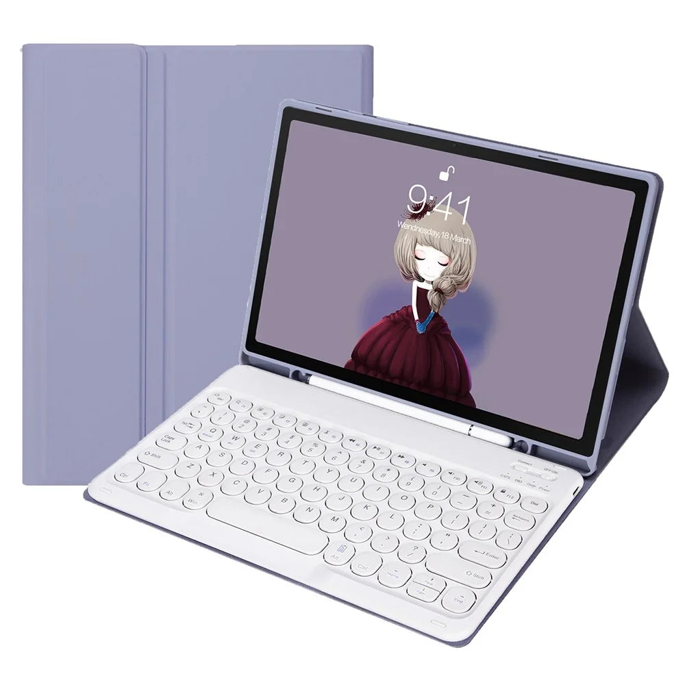 YA610B For Samsung Galaxy Tab S6 Lite (2022) 10.4 (P610 / P615) Bluetooth-compatible Keyboard Leather Cover with Pen Slot - Purple - 6