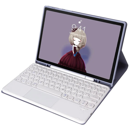 YA610B-A For Samsung Galaxy Tab S6 Lite (2022) 10.4 (P610 / P615) Bluetooth-compatible Keyboard Leather Case with Touchpad and Pencil Holder - Purple - 1