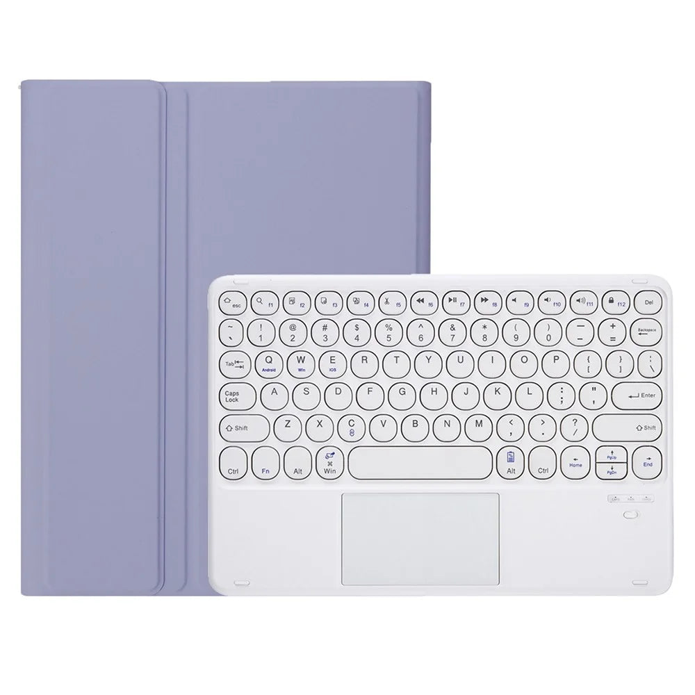 YA610B-A For Samsung Galaxy Tab S6 Lite (2022) 10.4 (P610 / P615) Bluetooth-compatible Keyboard Leather Case with Touchpad and Pencil Holder - Purple - 4