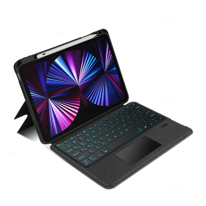 For iPad Pro 11-inch (2020) / (2021) Leather Case + Bluetooth-compatible Keyboard with Backlight Trackpad - 2