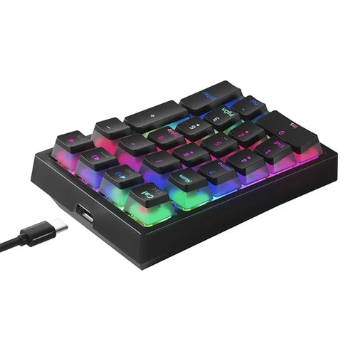 IBLANCOD K10 Wired Numeric Keypad Backlit 21 Keys PC Laptop External Mini Numpad Keyboard - Black - 1