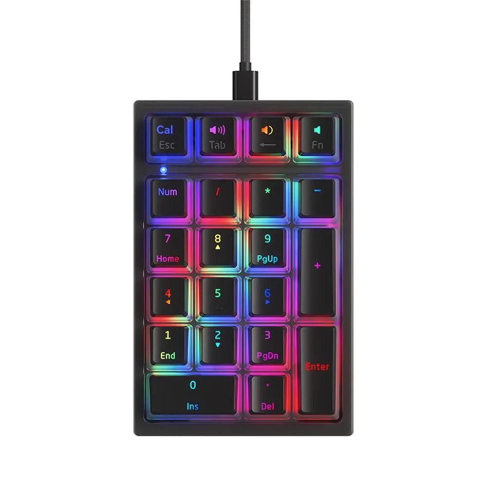 IBLANCOD K10 Wired Numeric Keypad Backlit 21 Keys PC Laptop External Mini Numpad Keyboard - Black - 2