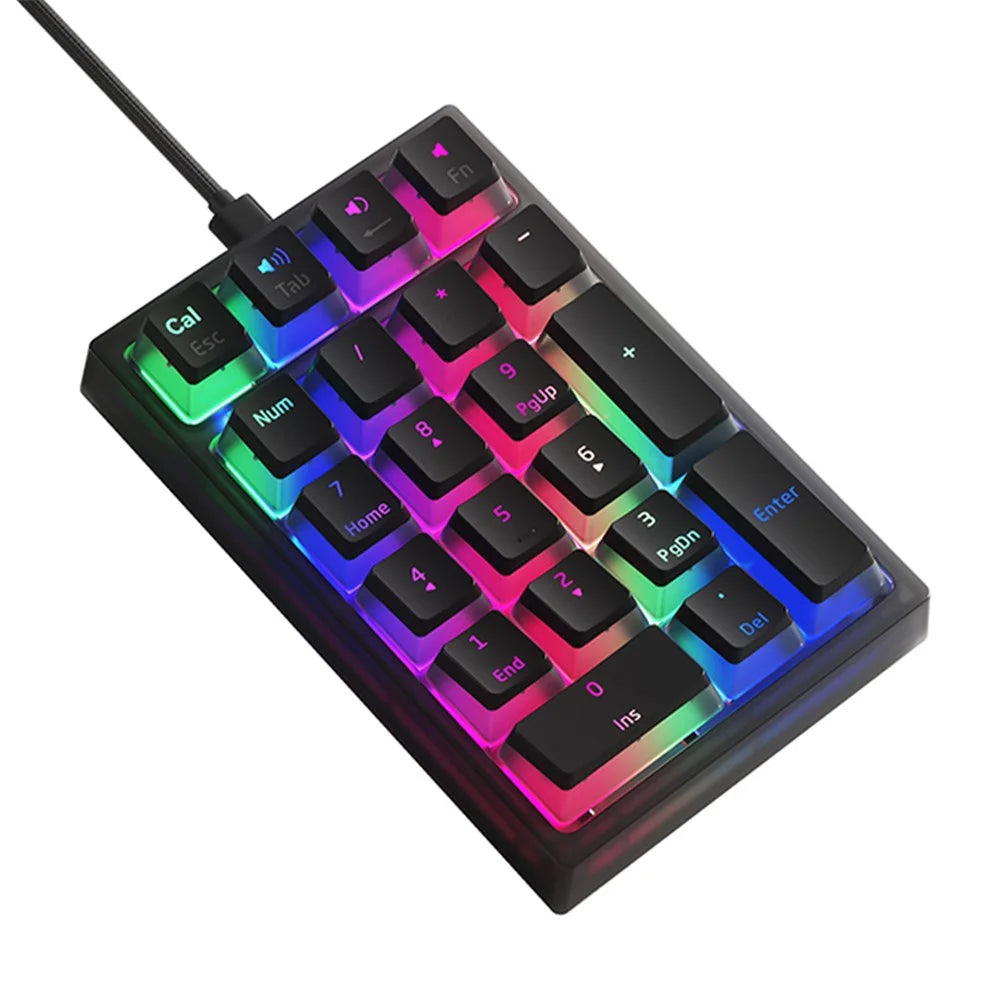 IBLANCOD K10 Wired Numeric Keypad Backlit 21 Keys PC Laptop External Mini Numpad Keyboard - Black - 3