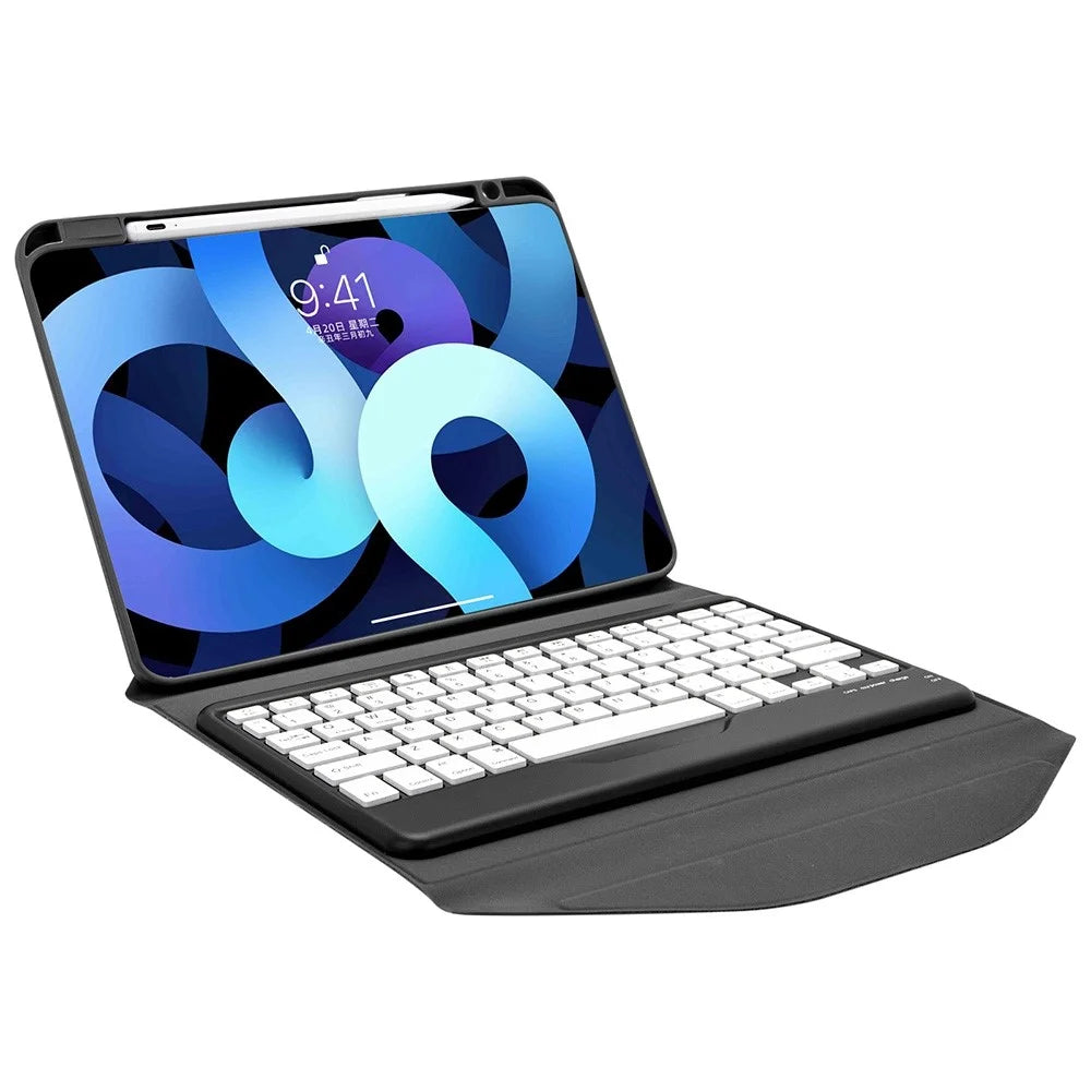 Z098B for iPad Air (2022) / (2020) Bluetooth-compatible Keyboard Trifold Stand Leather Cover with Pen Slot - Black - 4