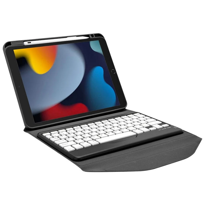 Z102B for iPad 10.2 (2021) / (2020) / (2019) Bluetooth-compatible Keyboard Trifold Stand Leather Cover with Pen Slot - Black - 4