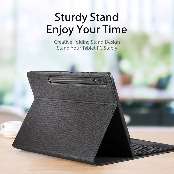 DUX DUCIS For Samsung Galaxy Tab S9+ / S9 FE+ Leather Folio Cover Stand Tablet Case + Detachable Bluetooth-compatible Keyboard with Touchpad - 4