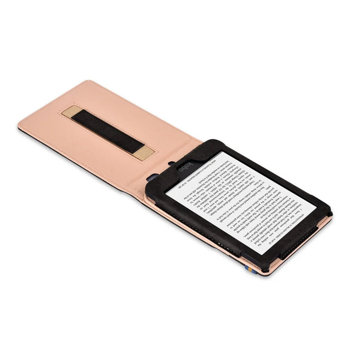 Auto-wake / sleep Vertical PU Leather Stand Case with Hand Strap for Kobo Clara HD 6.0 inch - Black - 2
