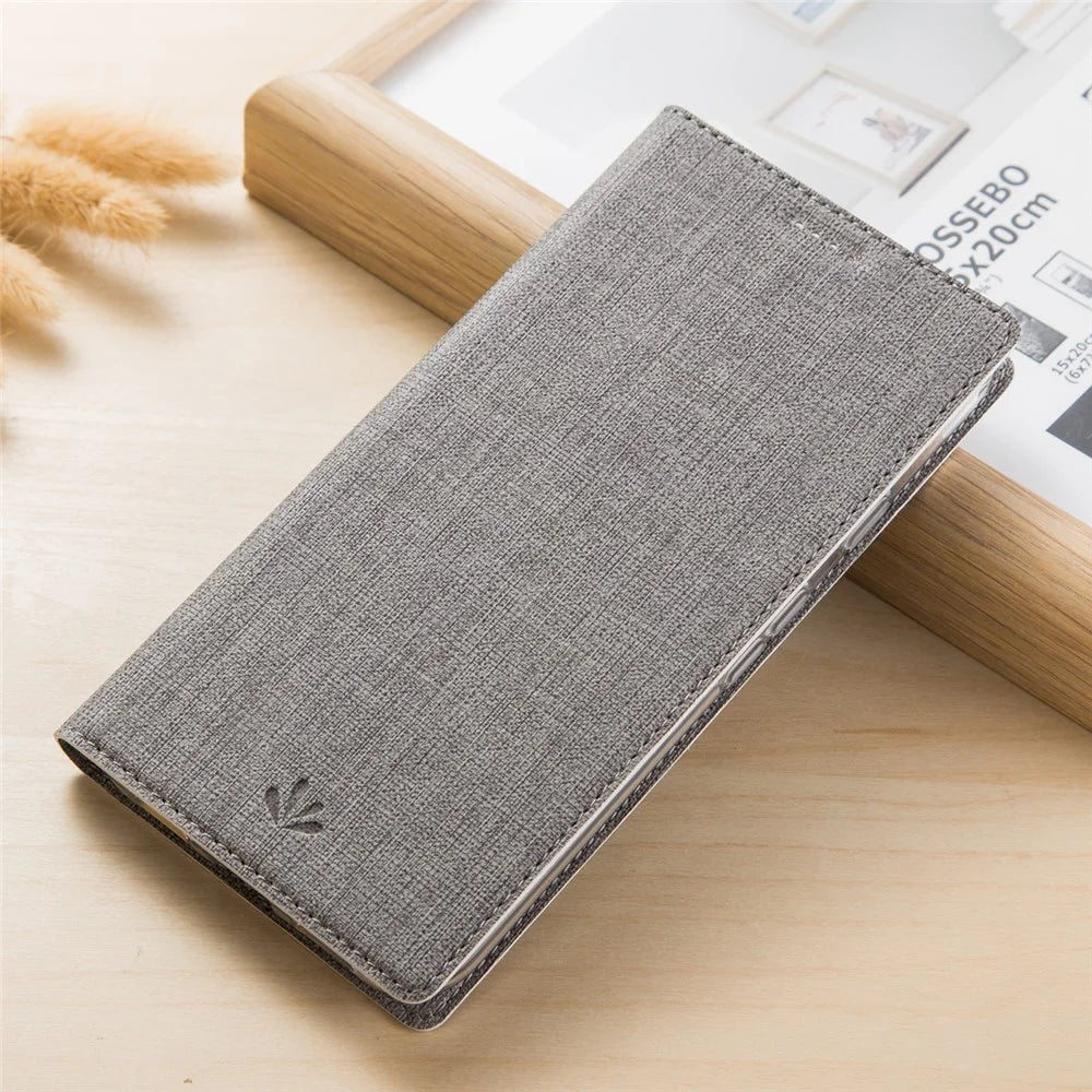 VILI DMX Cross Texture Auto-absorbed Card Slot Leather Stand Cover for Nokia 6.1 (5.5-inch) - Grey - 1