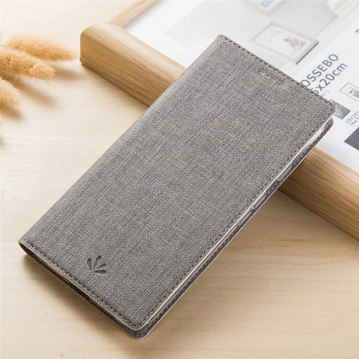 VILI DMX Cross Texture Auto-absorbed Card Slot Leather Stand Cover for Nokia 6.1 (5.5-inch) - Grey - 1