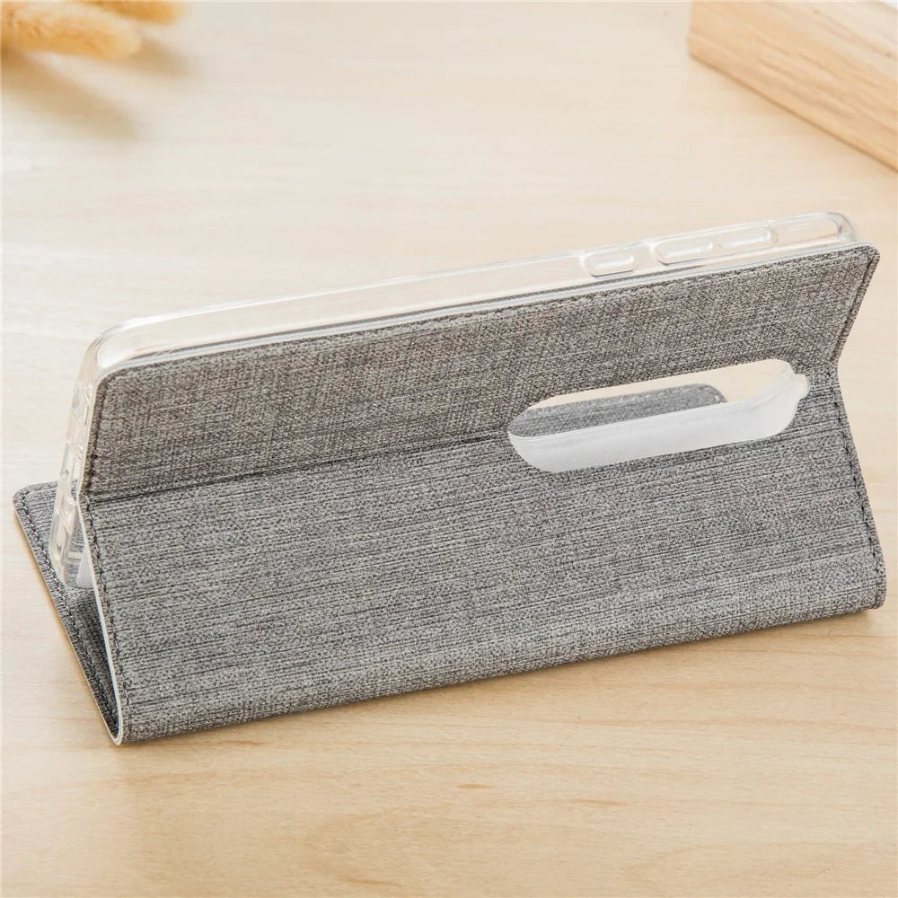 VILI DMX Cross Texture Auto-absorbed Card Slot Leather Stand Cover for Nokia 6.1 (5.5-inch) - Grey - 3