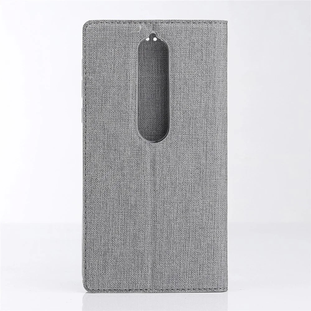 VILI DMX Cross Texture Auto-absorbed Card Slot Leather Stand Cover for Nokia 6.1 (5.5-inch) - Grey - 6