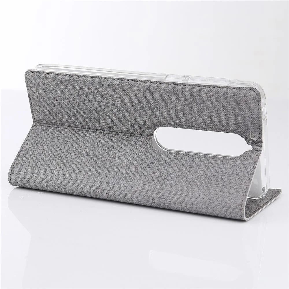 VILI DMX Cross Texture Auto-absorbed Card Slot Leather Stand Cover for Nokia 6.1 (5.5-inch) - Grey - 7