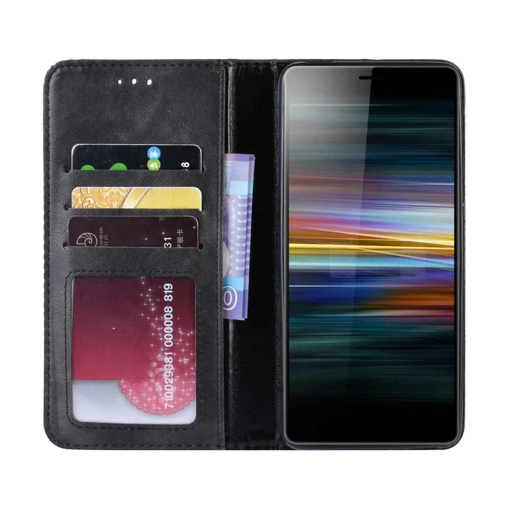 Vintage Style PU Leather Wallet Phone Case for Sony Xperia L3 - Black - 2