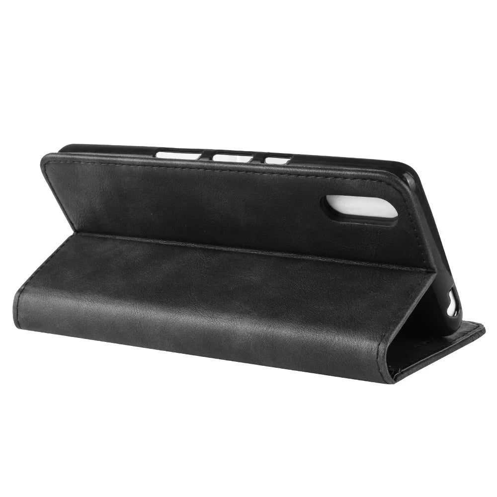 Vintage Style PU Leather Wallet Phone Case for Sony Xperia L3 - Black - 4