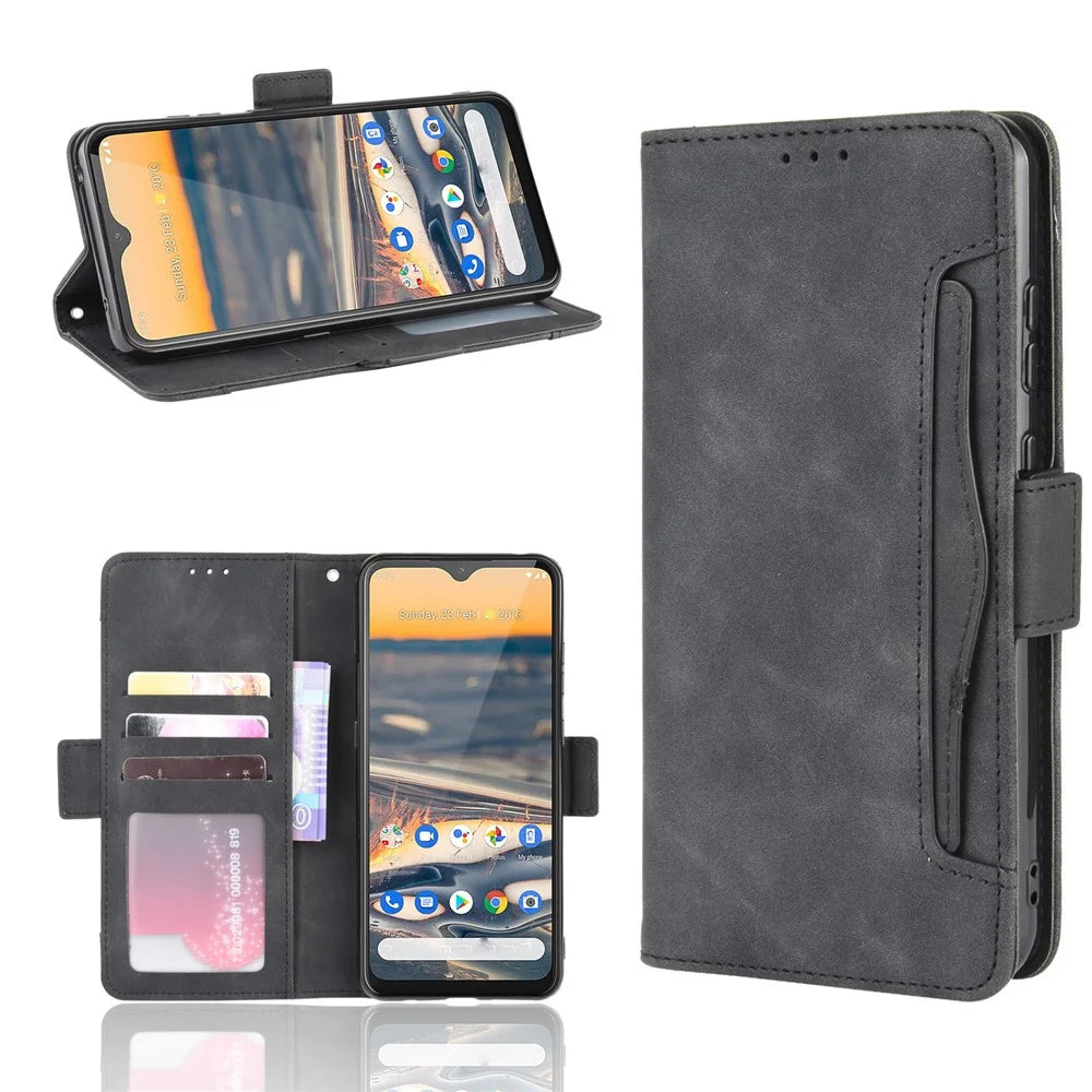 Multiple Card Slots Magnetic PU Leather Shell for Nokia 5.3 - Black - 1