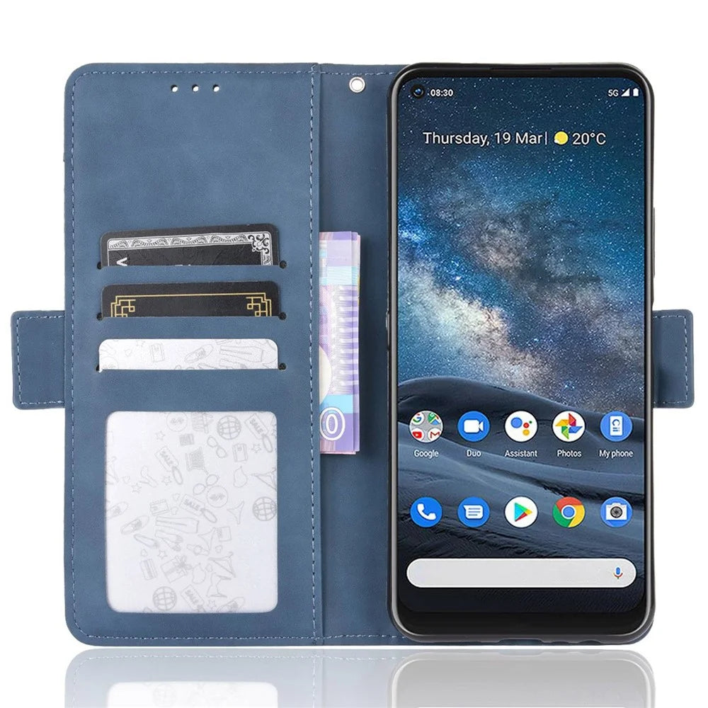 Leather with Wallet Stand Mobile Phone Case for Nokia 8.3 5G Anti-Collision Phone Cover - Blue - 2
