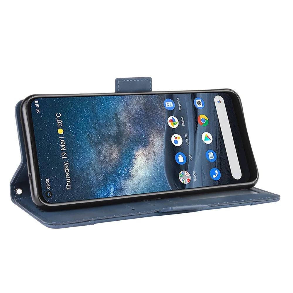Leather with Wallet Stand Mobile Phone Case for Nokia 8.3 5G Anti-Collision Phone Cover - Blue - 3