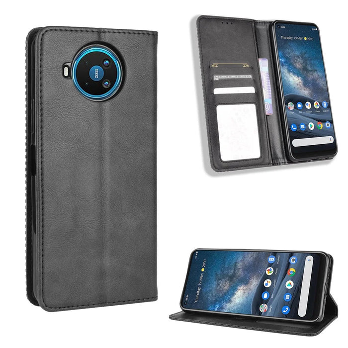 Auto-absorbed Retro PU Leather Cover for Nokia 8.3 5G - Black - 1